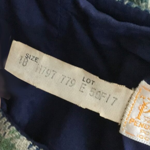 Pendleton Vintage 90s Green, Blue Stripes & Light Grey Plaid Wool Pants Trousers - Picture 11 of 12